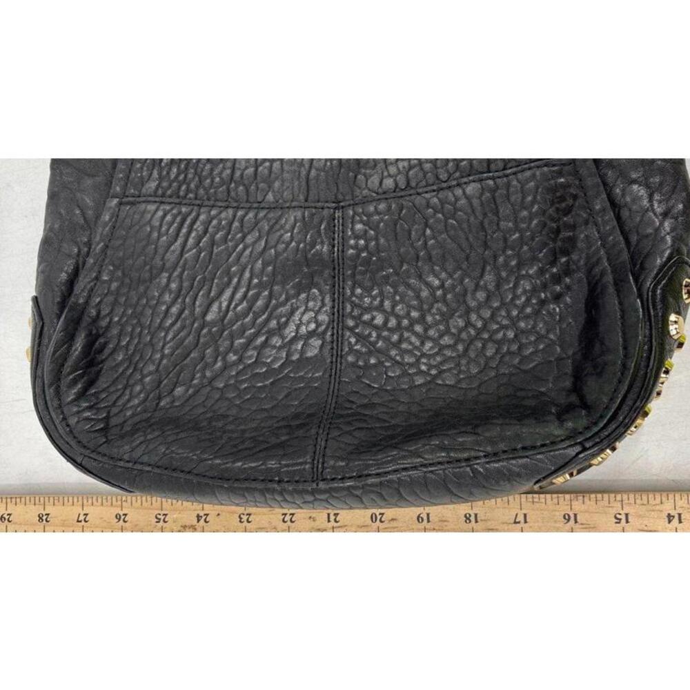 Michael Kors Black Pebbled Leather Gold Studded Shoulder Handbag Purse - Picture 9 of 11
